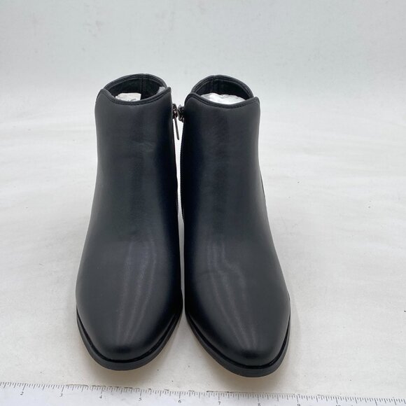 Black Women Closed Toe Ankle Boots Chunky Heels Zip Up Short Booties Work Shoes - Picture 2 of 6